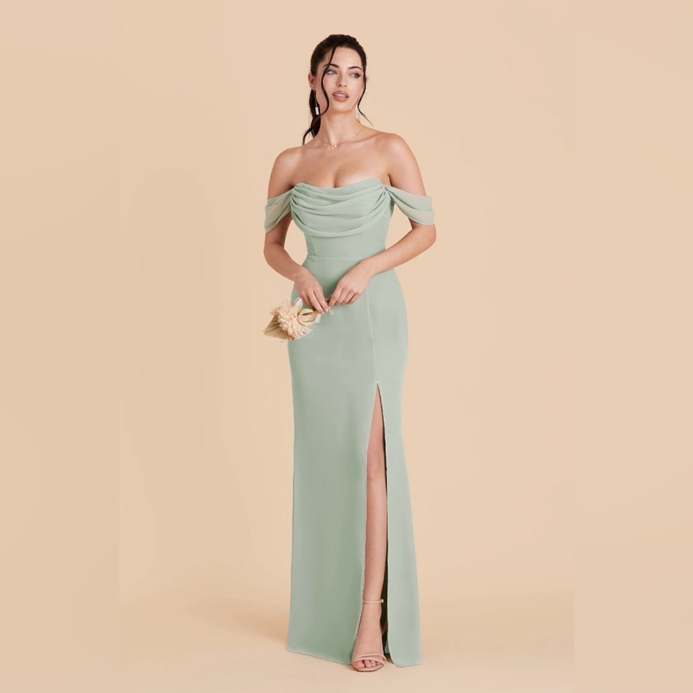 Birdy gray Mira convertible with slit dress in sage green, size Small